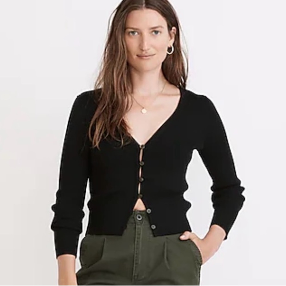 Madewell 2pc Carmon Crop Sweater Set in black